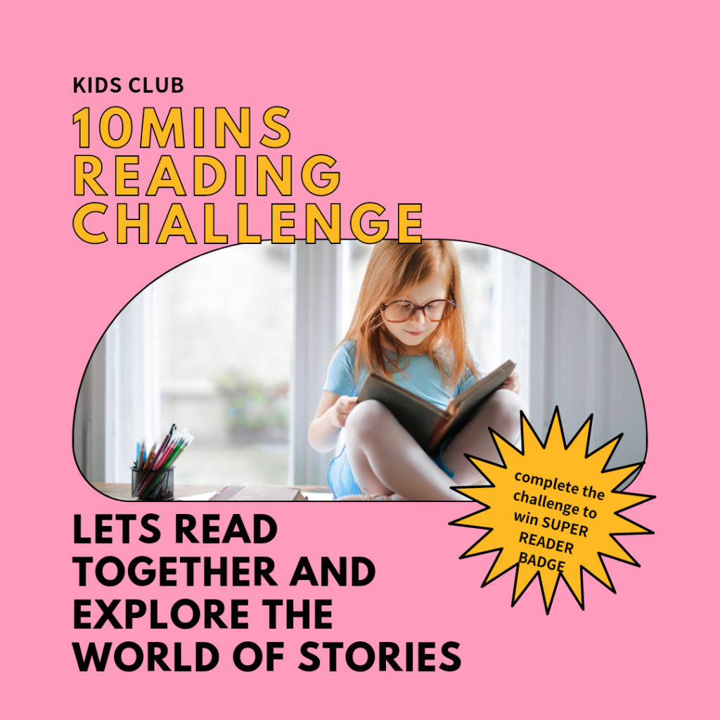 10 minutes Reading Challenge for kids, reading,  books 